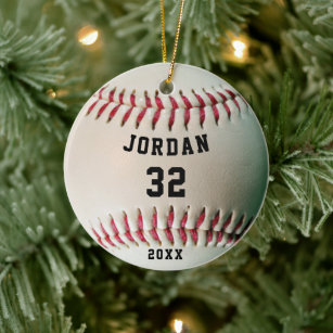 Name & Number Baseball Softball Jersey Template Ceramic Ornament, Zazzle