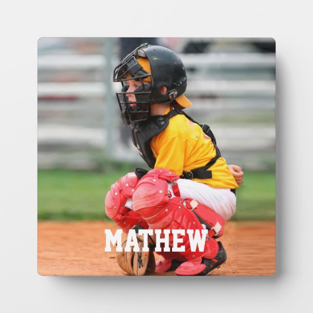 Baseball Player Kid Photo Customize Plaque (Front)