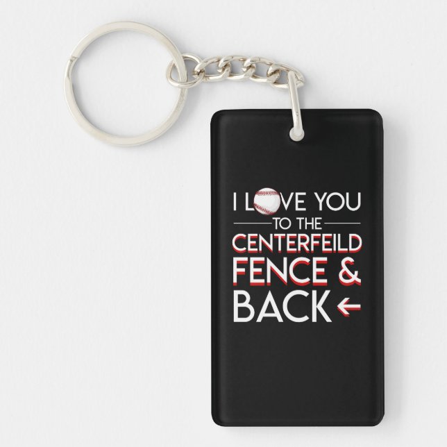Baseball Player Love Centerfield Fence Back Keychain (Front)