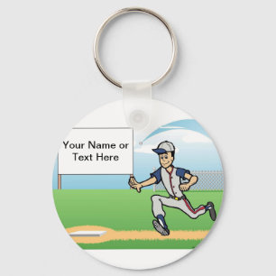Baseball Player -Male Cartoon by PrintedPerfection Keychain