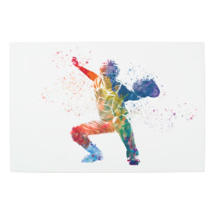 baseball player metal print