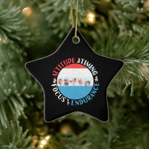 Baseball Player Mindset - Red White Blue Ceramic Ornament