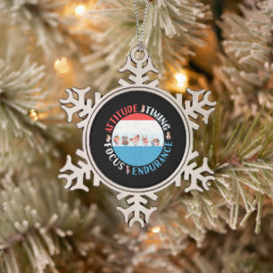 Baseball Player Mindset - Red White Blue Snowflake Pewter Christmas Ornament