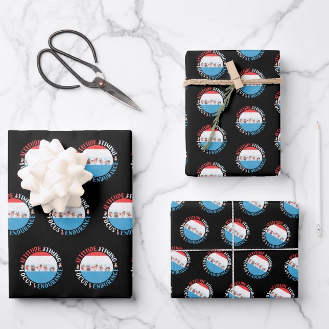 Baseball Player Mindset - Red White Blue Wrapping Paper Sheets (Front)