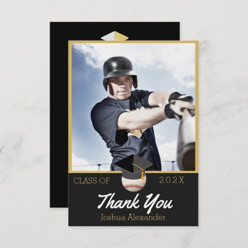 Baseball player Modern Photo graduation class of Thank You Card