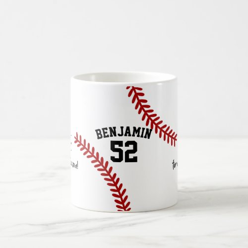 Baseball player name and number coffee mug