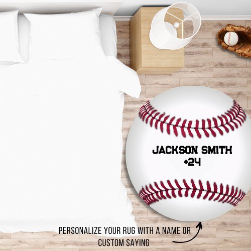 Baseball Player Name Jersey Number Personalized Rug