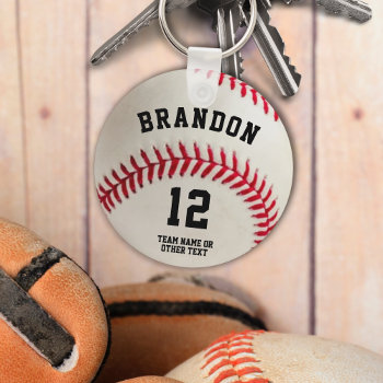 Baseball Player Name Number Personalized Keychain by MakeItAboutYou at Zazzle