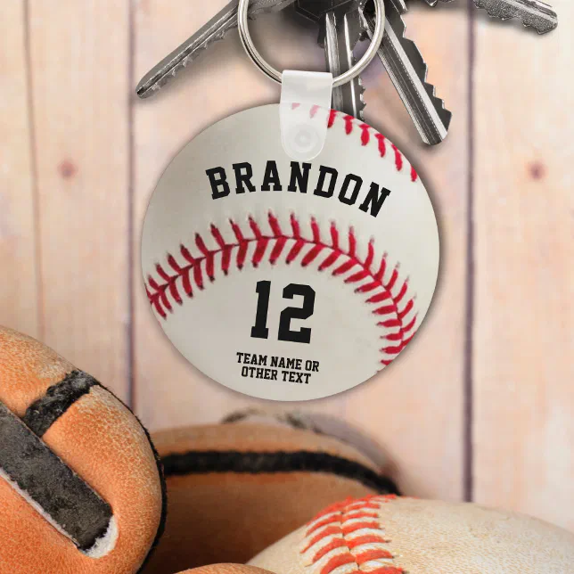 Baseball Player Name Number Personalized Keychain Zazzle