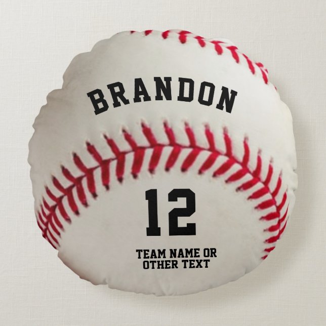 Baseball Player Name Number Personalized Round Pillow (Front)