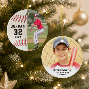 Baseball Player Name Number Photo Ceramic Ornament