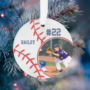 Baseball Player Name Number Photo Keepsake Ornament