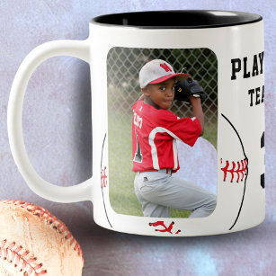 Baseball Player Name Number Team 2 Photos Two-Tone Coffee Mug