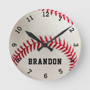 Baseball Player Name Personalized Round Clock