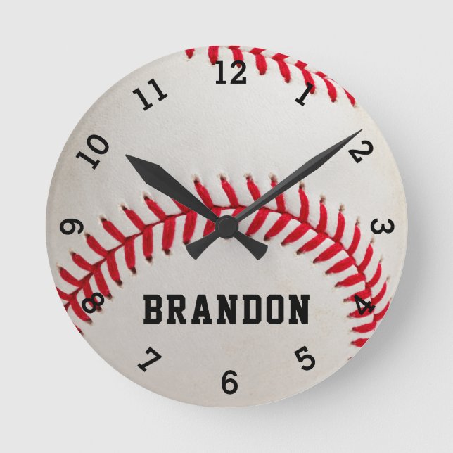 Baseball Player Name Personalized  Round Clock (Front)