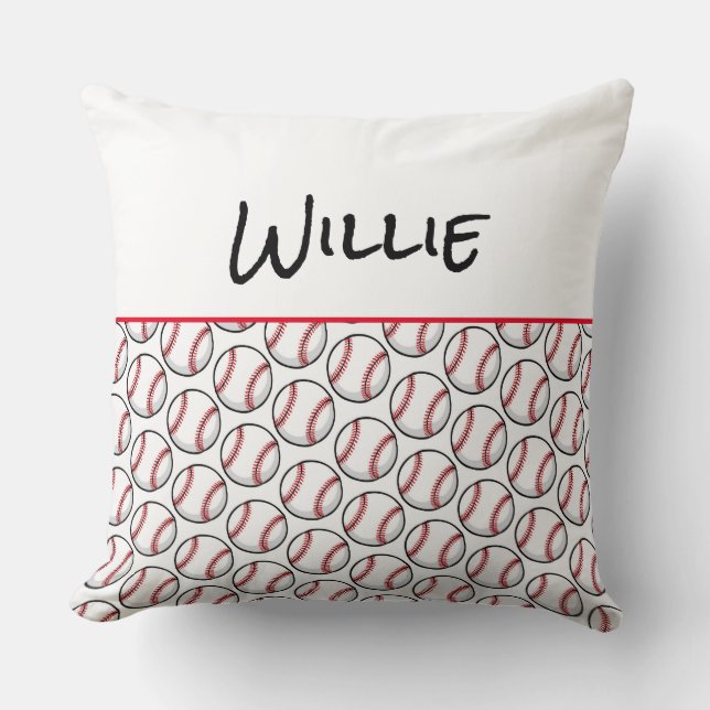 Baseball Player NAME Sports Balls Player Fun Throw Pillow (Front)