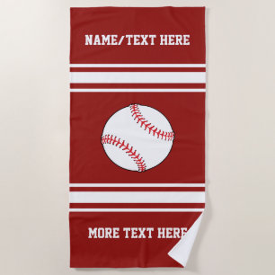Baseball Player Name Team Club Name Custom Color Beach Towel
