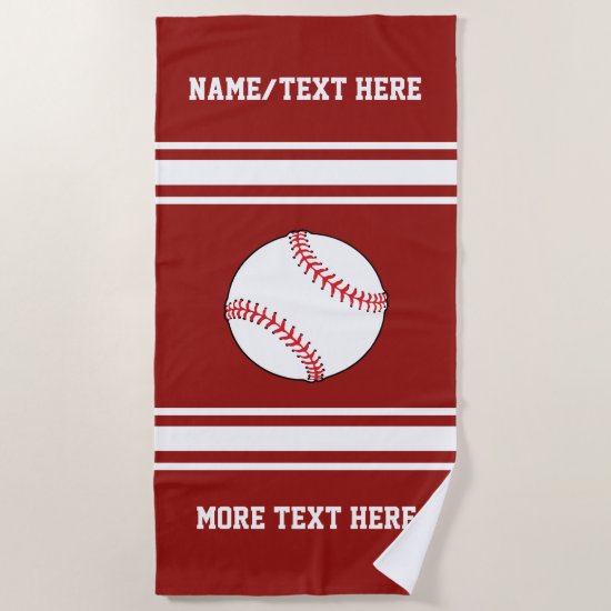 Baseball Player Name Team Club Name Custom Color Beach Towel