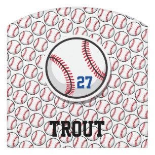 Baseball Player NAME Team NUMBER Kids Room Decor Door Sign