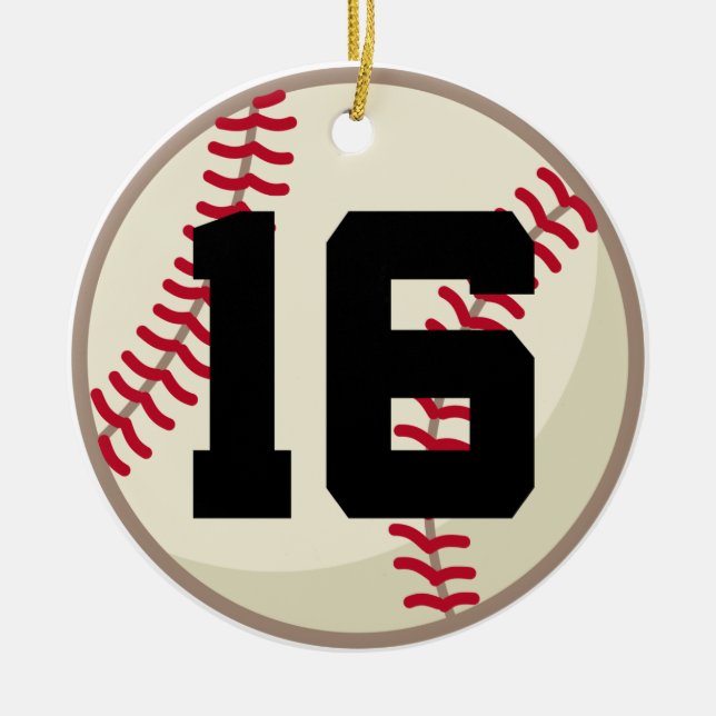 Baseball Player Number 16 Ornament (Front)