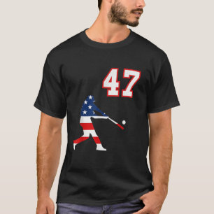 Baseball player number 47 with American USA flag T-Shirt