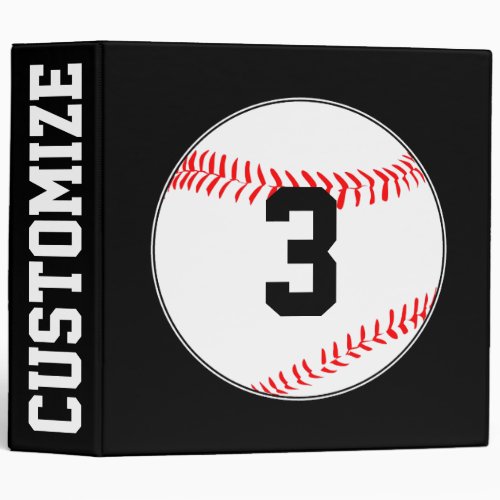 Baseball Player Number and Team Name Sports Coach 3 Ring Binder