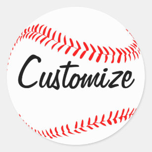 Baseball Player or Team Custom Text Sports Party Classic Round Sticker
