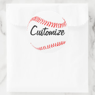 Baseball Player or Team Custom Text Sports Party Classic Round Sticker