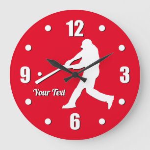Baseball Player Personalize Large Clock