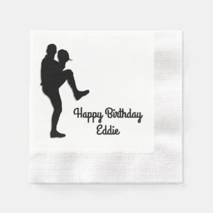 Baseball Player Personalized Birthday Paper Napkins