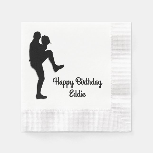 Baseball Player Personalized Birthday Paper Napkins (Front)