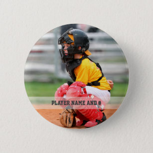 Baseball Player Photo Name Number Personalized Button
