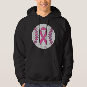 Baseball Player Pink Ribbon Breast Cancer Awarenes Hoodie