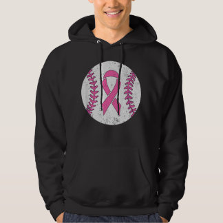 Baseball Player Pink Ribbon Breast Cancer Awarenes Hoodie