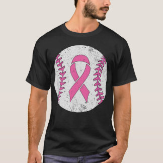 Baseball Player Pink Ribbon Breast Cancer Awarenes T-Shirt