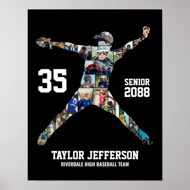 Baseball Player Pitcher Sports Photo Collage Poster (Front)