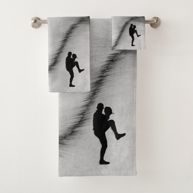 Baseball Player Pitcher Windup Bath Towel Set (Insitu)