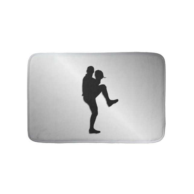 Baseball Player Pitcher Windup Bathroom Mat (Front)