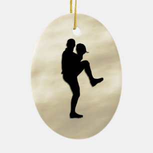 Baseball Player Pitcher windup Ceramic Ornament