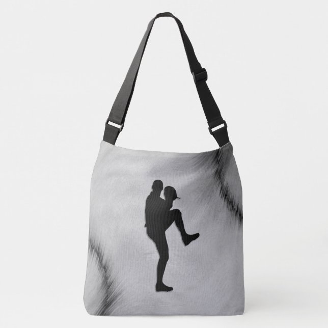 Baseball Player Pitcher Windup Crossbody Bag (Front)