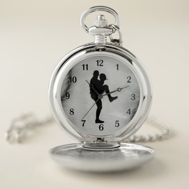 Baseball Player Pitcher Windup Pocket Watch (Inside)