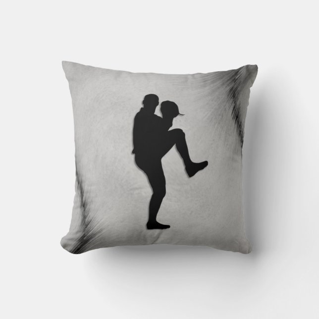 Baseball Player Pitcher Windup Throw Pillow (Front)