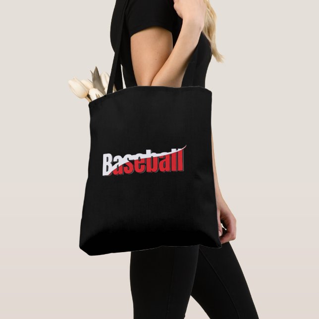 Baseball Player - Red Abstract Swish Word Art Tote Bag (Close Up)