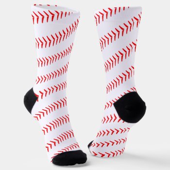 Baseball Player Red Laces Spiral Fun Sports Socks by SoccerMomsDepot at Zazzle