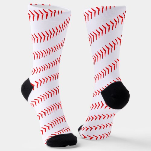 Baseball Player Red Laces Spiral Fun Sports Socks