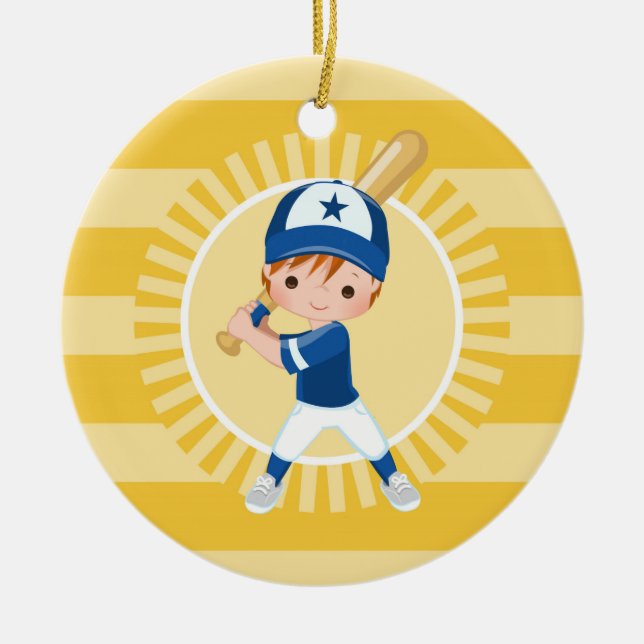 Baseball Player - Redhead Boy Ceramic Ornament (Front)