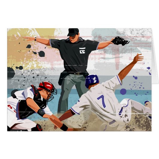 Baseball player safe at home plate cards (Front Horizontal)