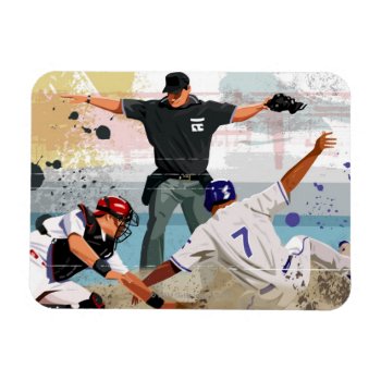 Baseball Player Safe At Home Plate Magnet by prophoto at Zazzle