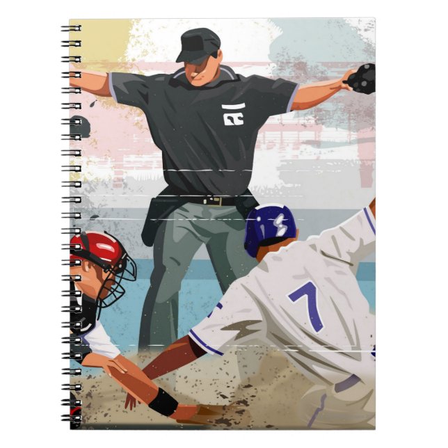 Baseball player safe at home plate notebook (Front)