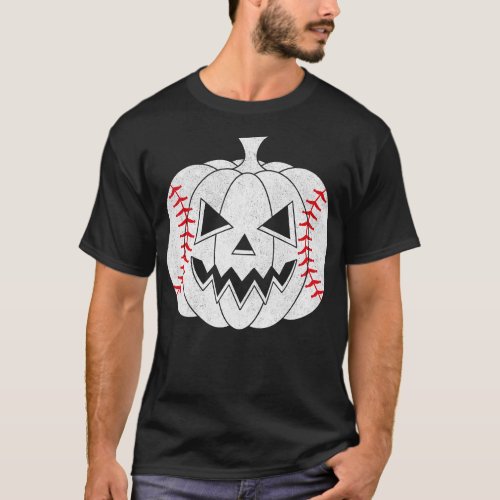 Baseball Player Scary Pumpkin Vintage Costume Hall T_Shirt